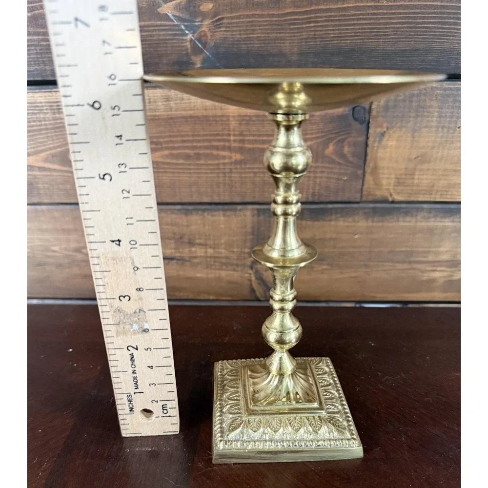 Vintage 1998 Classic Collection Victorian Pillar Candle Holder Brass Tone 6.5
